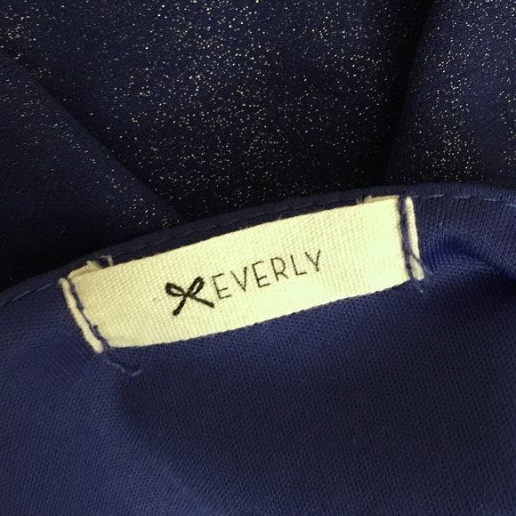 ANTHRO EVERLY Navy Blue Asymmetric Shimmer Dress - Picture 7 of 8